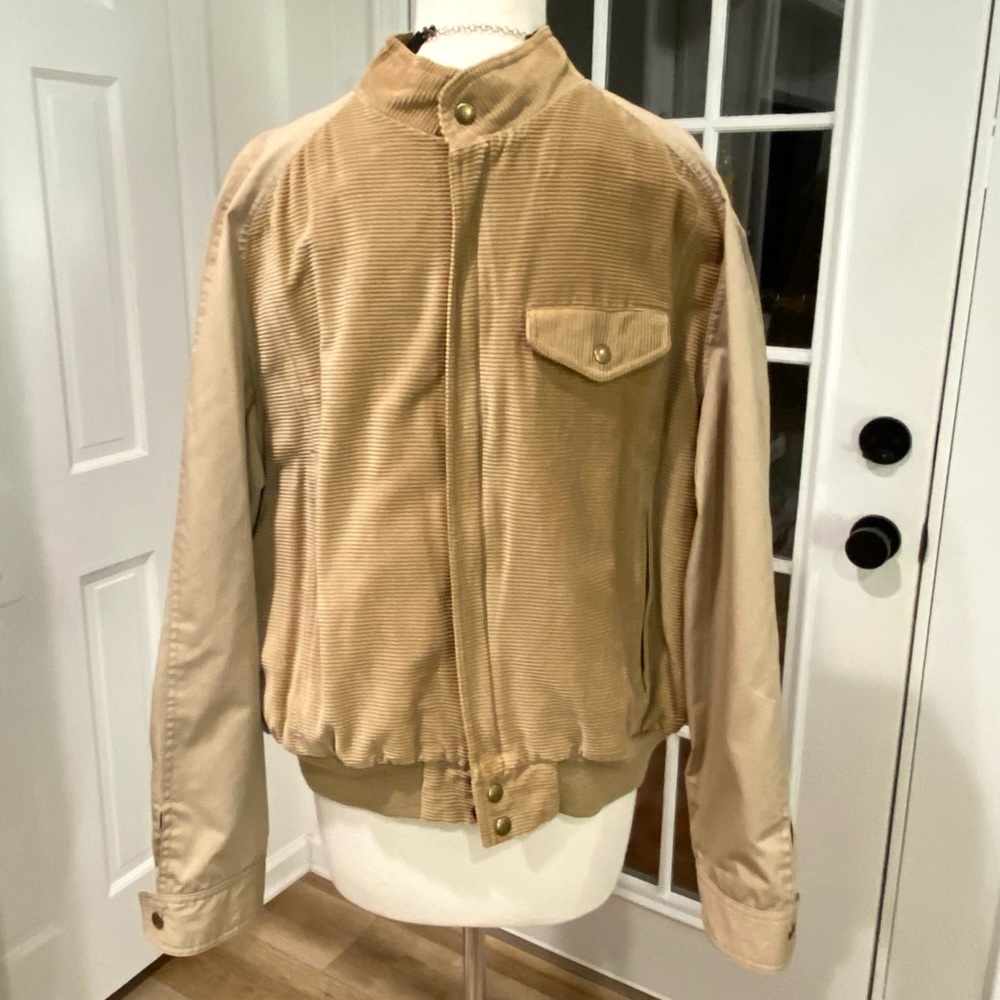💥 Vintage Barry Dolan Corduroy & Cotton Chore Jacket Kayser-Roth Tan XL